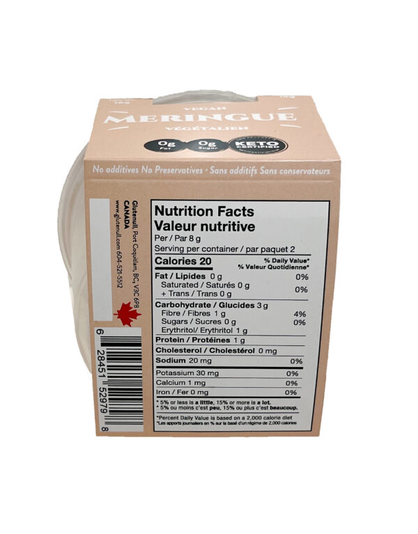 GluteNull's vegan and gluten free meringues bottom view of packaging against white background